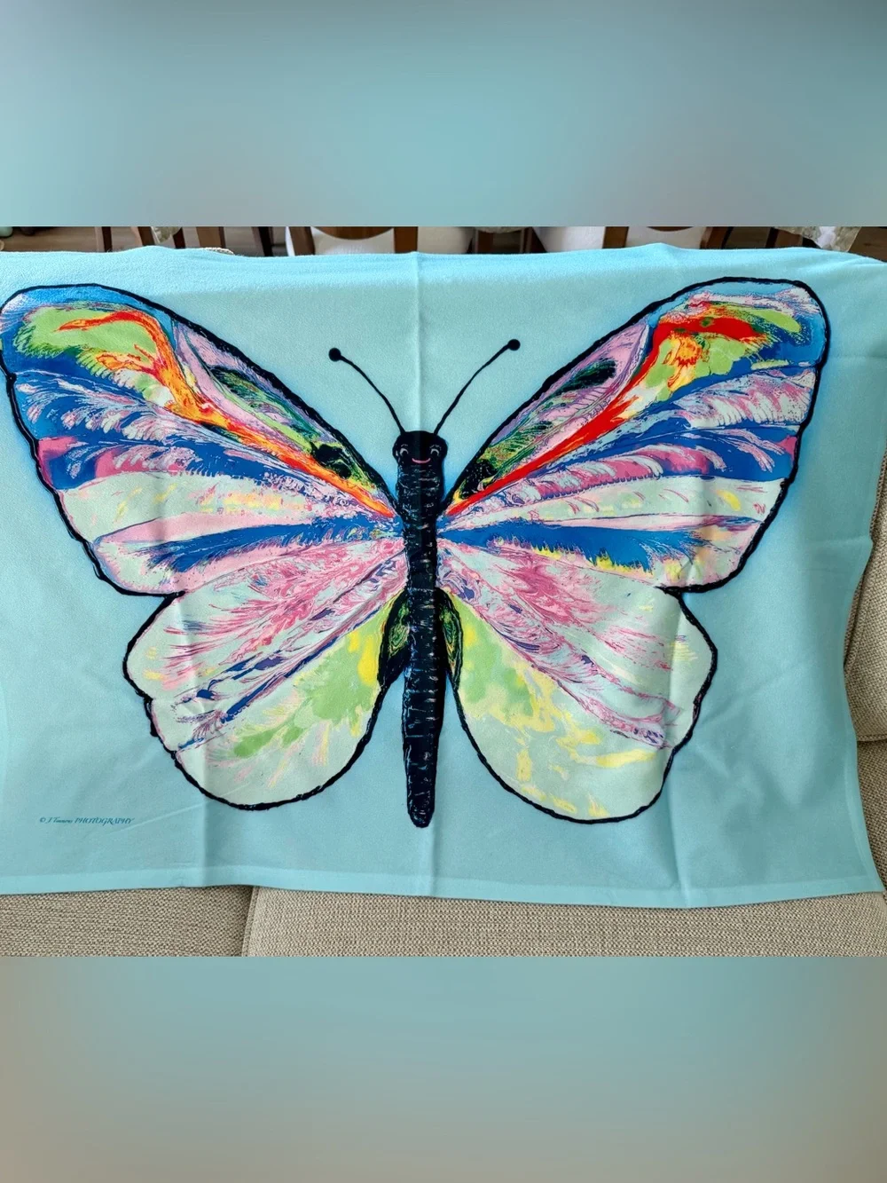 Baby Butterfly Graphic flannel blanket - Light Blue